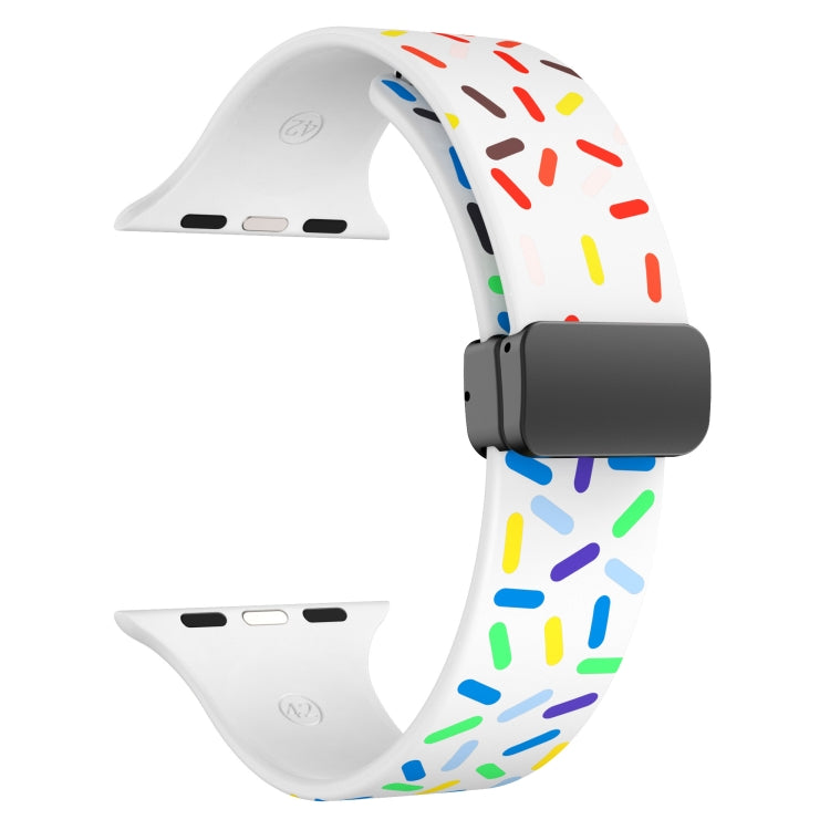 Rainbow Dots Silicone Magnetic Black Buckle Watch Band, For Apple Watch Ultra 49mm, For Apple Watch 8 41mm, For Apple Watch 8 45mm, For Apple Watch SE 2022 40mm