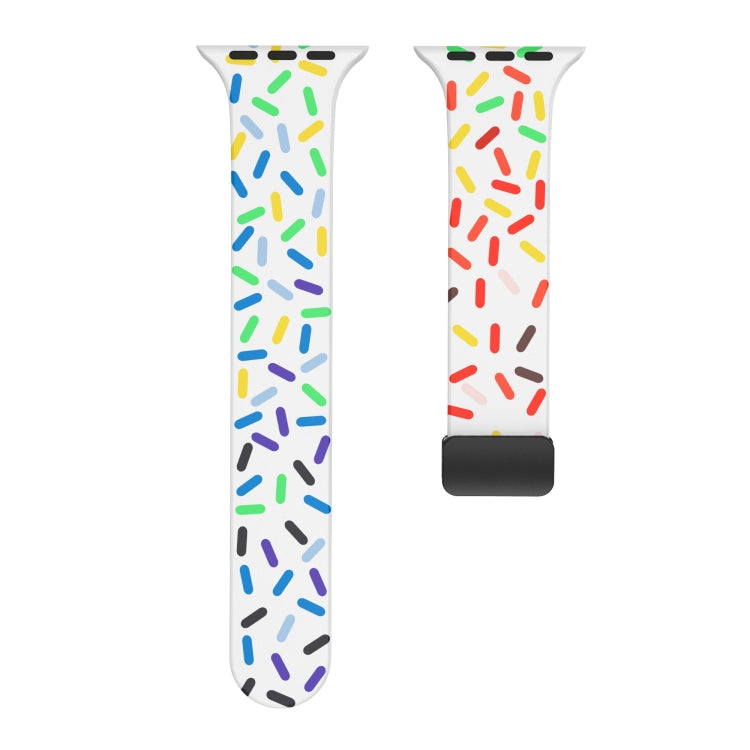 Rainbow Dots Silicone Magnetic Black Buckle Watch Band, For Apple Watch Ultra 49mm, For Apple Watch 8 41mm, For Apple Watch 8 45mm, For Apple Watch SE 2022 40mm