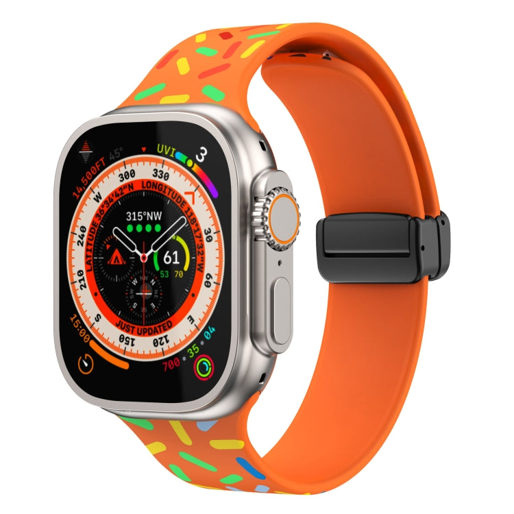 Rainbow Dots Silicone Magnetic Black Buckle Watch Band, For Apple Watch Ultra 49mm, For Apple Watch 8 41mm, For Apple Watch 8 45mm, For Apple Watch SE 2022 40mm