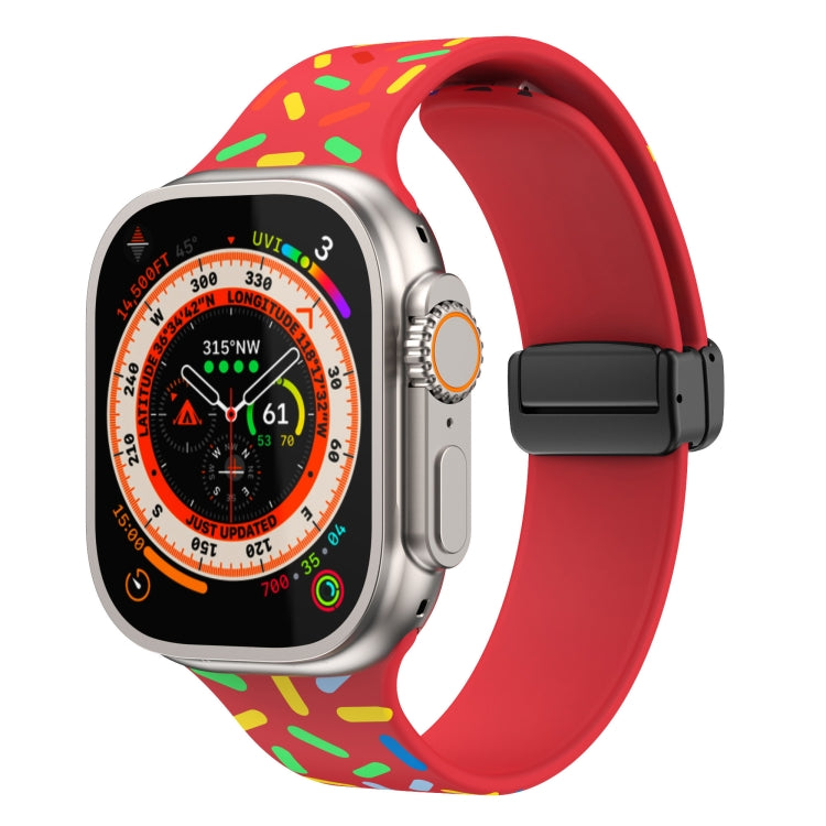 Rainbow Dots Silicone Magnetic Black Buckle Watch Band, For Apple Watch Ultra 49mm, For Apple Watch 8 41mm, For Apple Watch 8 45mm, For Apple Watch SE 2022 40mm