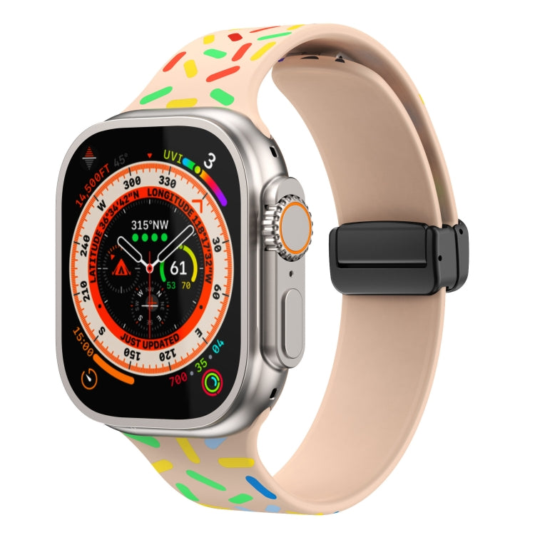 Rainbow Dots Silicone Magnetic Black Buckle Watch Band, For Apple Watch Ultra 49mm, For Apple Watch 8 41mm, For Apple Watch 8 45mm, For Apple Watch SE 2022 40mm