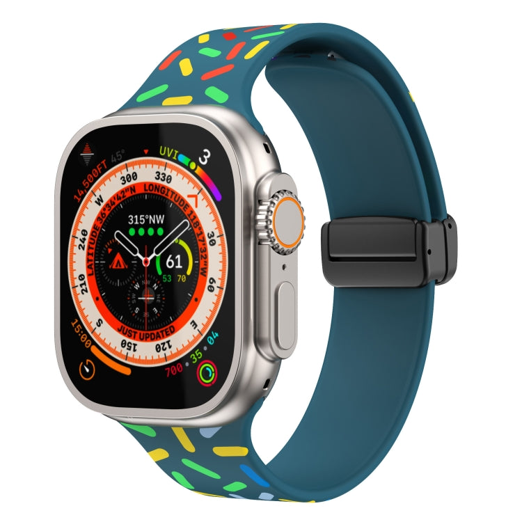 Rainbow Dots Silicone Magnetic Black Buckle Watch Band, For Apple Watch Ultra 49mm, For Apple Watch 8 41mm, For Apple Watch 8 45mm, For Apple Watch SE 2022 40mm