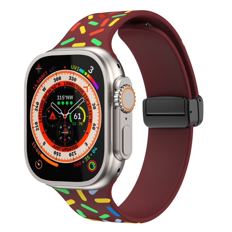 Rainbow Dots Silicone Magnetic Black Buckle Watch Band, For Apple Watch Ultra 49mm, For Apple Watch 8 41mm, For Apple Watch 8 45mm, For Apple Watch SE 2022 40mm