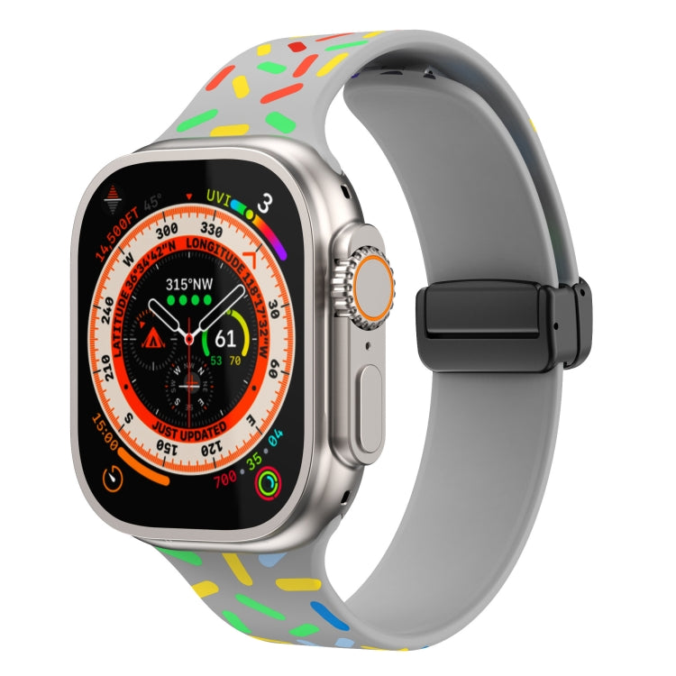 Rainbow Dots Silicone Magnetic Black Buckle Watch Band, For Apple Watch Ultra 49mm, For Apple Watch 8 41mm, For Apple Watch 8 45mm, For Apple Watch SE 2022 40mm