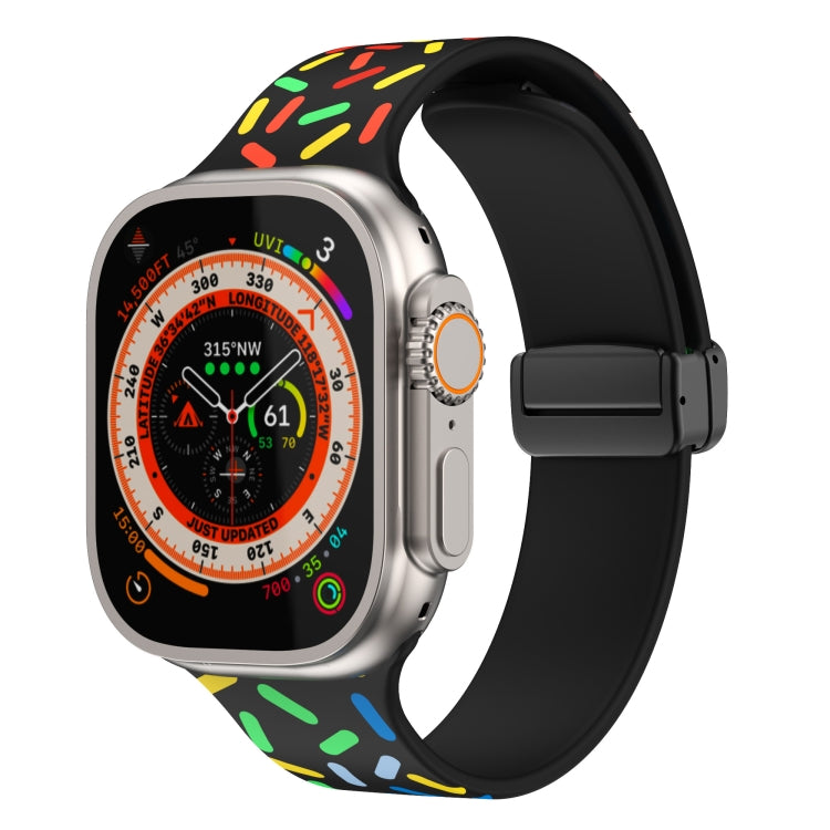 Rainbow Dots Silicone Magnetic Black Buckle Watch Band, For Apple Watch 5 40mm, For Apple Watch 4 44mm, For Apple Watch 4 40mm, For Apple Watch 3 38mm