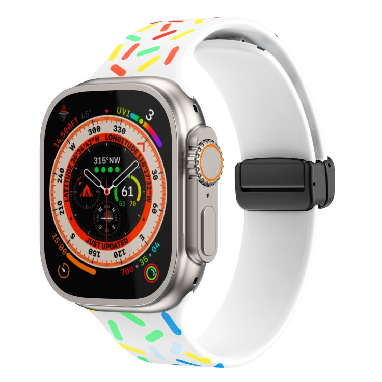 Rainbow Dots Silicone Magnetic Black Buckle Watch Band, For Apple Watch 38mm