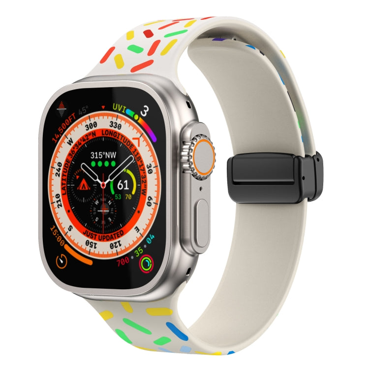 Rainbow Dots Silicone Magnetic Black Buckle Watch Band, For Apple Watch 38mm