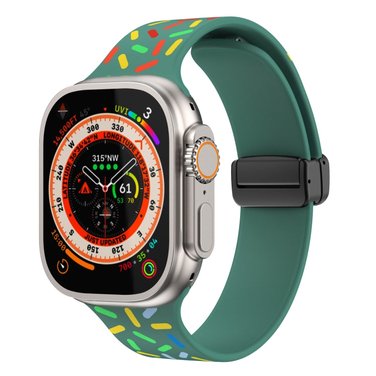 Rainbow Dots Silicone Magnetic Black Buckle Watch Band, For Apple Watch 38mm