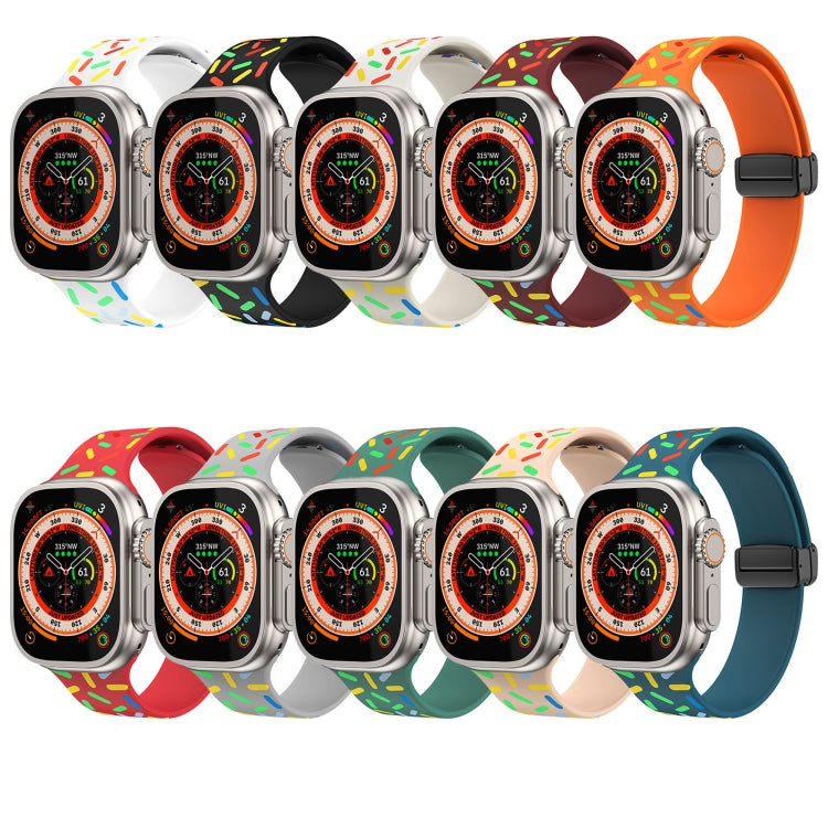 Rainbow Dots Silicone Magnetic Black Buckle Watch Band, For Apple Watch Ultra 49mm, For Apple Watch 8 41mm, For Apple Watch 8 45mm, For Apple Watch SE 2022 40mm