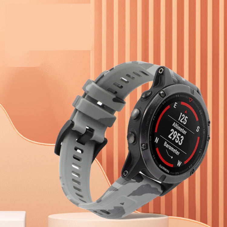 Camouflage 26mm Silicone Watch Band, For Garmin TACTIX DELTA, For Garmin Fenix 6X Pro, For Garmin Fenix 5X Plus, For Garmin Fenix 6X, For Garmin Fenix 6X Sapphire, For Garmin D2 Delta PX