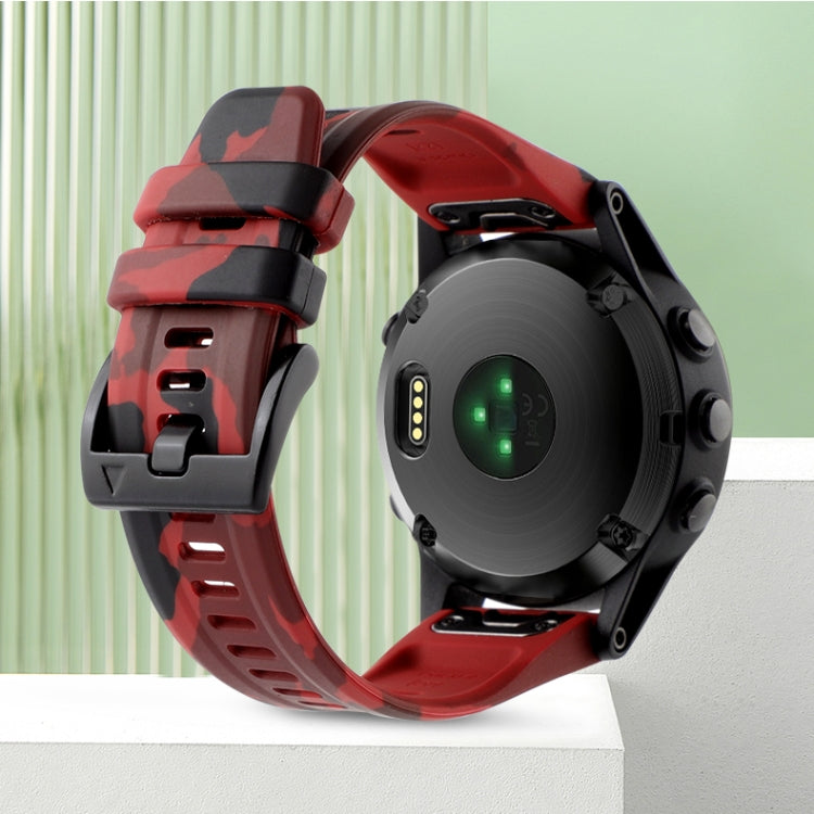 Camouflage 22mm Silicone Watch Band, For Garmin Fenix E 47mm, For Garmin Fenix 8 MIP 47mm, For Garmin Fenix 8 AMOLED 47mm, For Garmin Fenix 7 Pro 47mm, For Garmin Epix Pro 47mm, For Garmin MARQ Athlete Gen 2