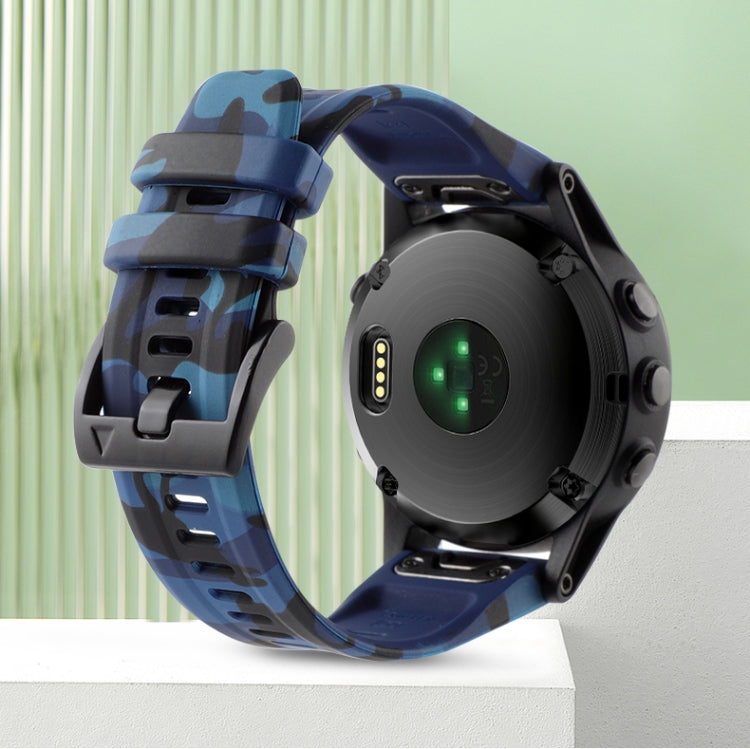 Camouflage 22mm Silicone Watch Band, For Garmin Instinct 2, For Garmin EPIX Gen 2, For Garmin Fenix 7, For Garmin Fenix 7 Solar, For Garmin Fenix 7 Sapphire Solar, For Garmin Forerunner 935