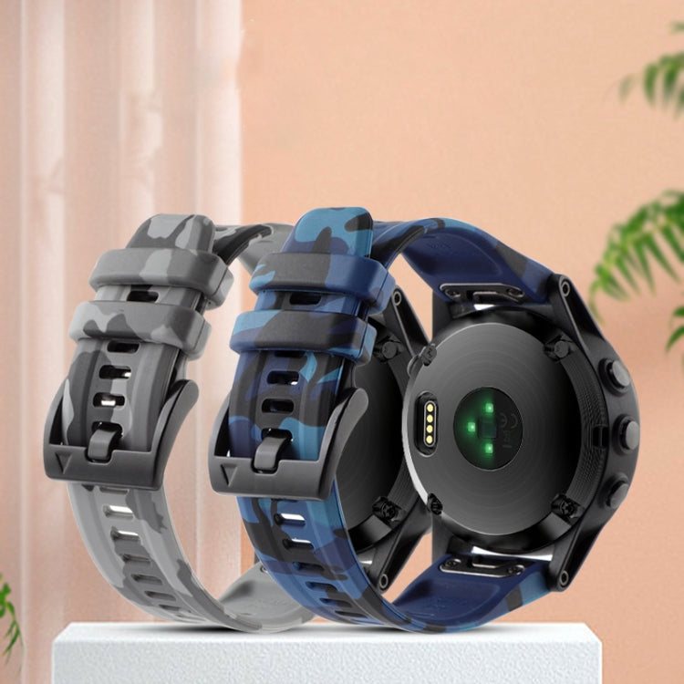 Camouflage 22mm Silicone Watch Band, For Garmin Quatix 5, For Garmin Quatix 5 Sapphire, For Garmin Approach S62, For Garmin Fenix 6 Pro GPS, For Garmin Fenix 5, For Garmin Fenix 5 Plus