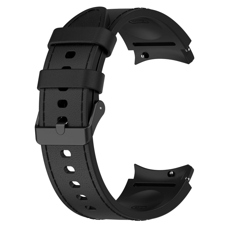 Silicone Leather Black Buckle Watch Band, Size:S, For Samsung Galaxy Watch 6 Classic, For Samsung Galaxy Watch 6