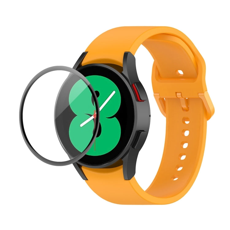 JUNSUNMAY Silicone Adjustable Strap + Full Coverage PMMA Screen Protector Kit, For Samsung Galaxy Watch5 40mm, For Samsung Galaxy Watch4 44mm, For Samsung Galaxy Watch4 40mm