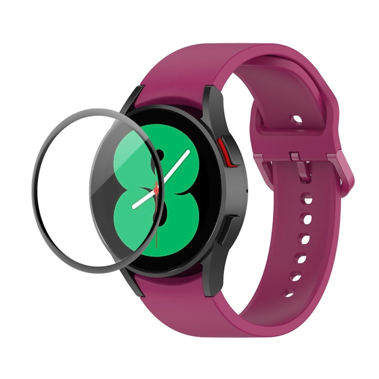 JUNSUNMAY Silicone Adjustable Strap + Full Coverage PMMA Screen Protector Kit, For Samsung Galaxy Watch5 40mm, For Samsung Galaxy Watch4 44mm, For Samsung Galaxy Watch4 40mm