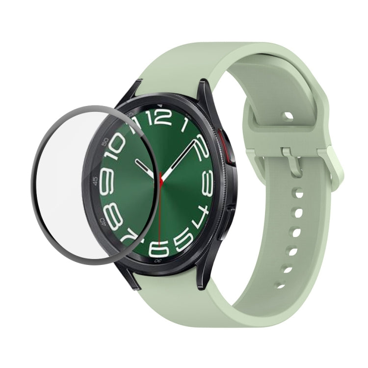 JUNSUNMAY Silicone Adjustable Strap + Full Coverage PMMA Screen Protector Kit, For Samsung Galaxy Watch6 Classic 43mm, For Samsung Galaxy Watch5 44mm, For Samsung Galaxy Watch5 Pro 45mm