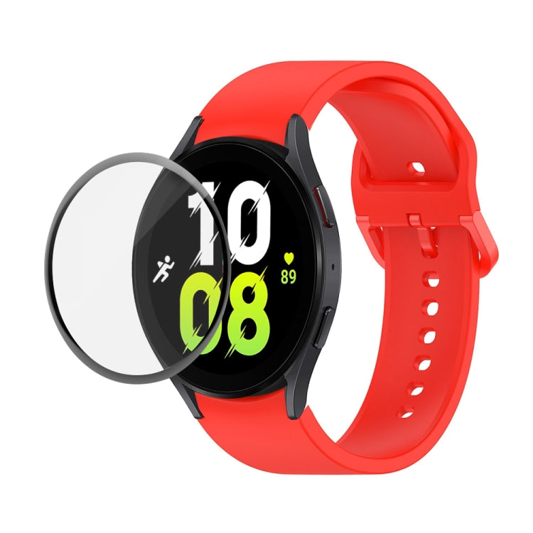 JUNSUNMAY Silicone Adjustable Strap + Full Coverage PMMA Screen Protector Kit, For Samsung Galaxy Watch6 Classic 43mm, For Samsung Galaxy Watch5 44mm, For Samsung Galaxy Watch5 Pro 45mm