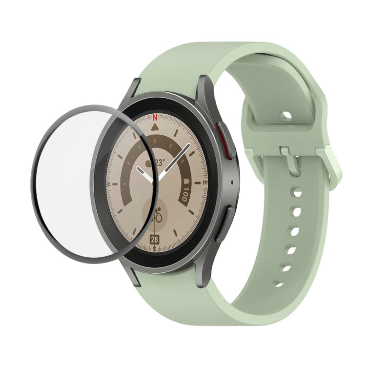 JUNSUNMAY Silicone Adjustable Strap + Full Coverage PMMA Screen Protector Kit, For Samsung Galaxy Watch6 Classic 43mm, For Samsung Galaxy Watch5 44mm, For Samsung Galaxy Watch5 Pro 45mm