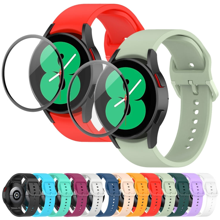 JUNSUNMAY Silicone Adjustable Strap + Full Coverage PMMA Screen Protector Kit, For Samsung Galaxy Watch6 Classic 43mm, For Samsung Galaxy Watch5 44mm, For Samsung Galaxy Watch5 Pro 45mm