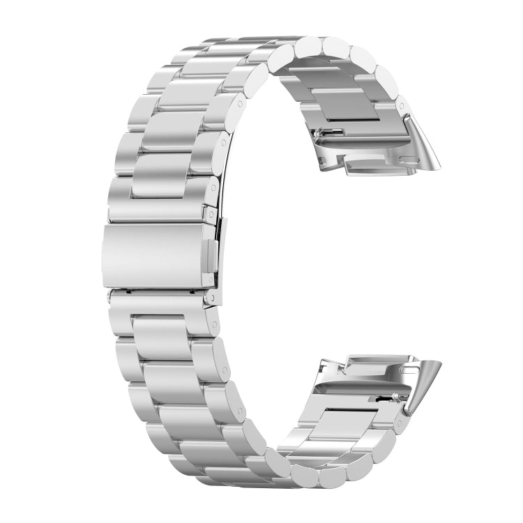 Three Beads Stainless Steel Metal Watch Band, For Fitbit Charge 6