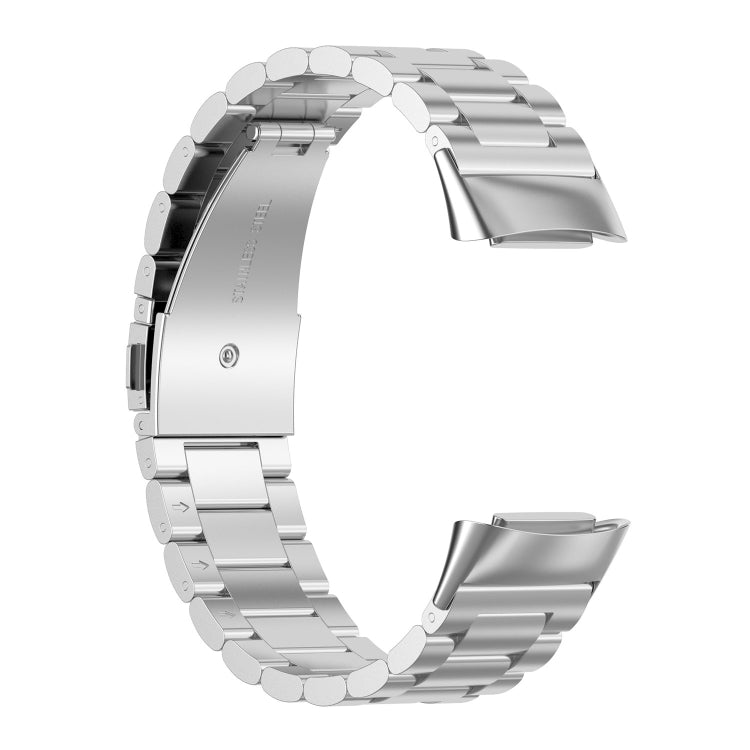 Three Beads Stainless Steel Metal Watch Band, For Fitbit Charge 6