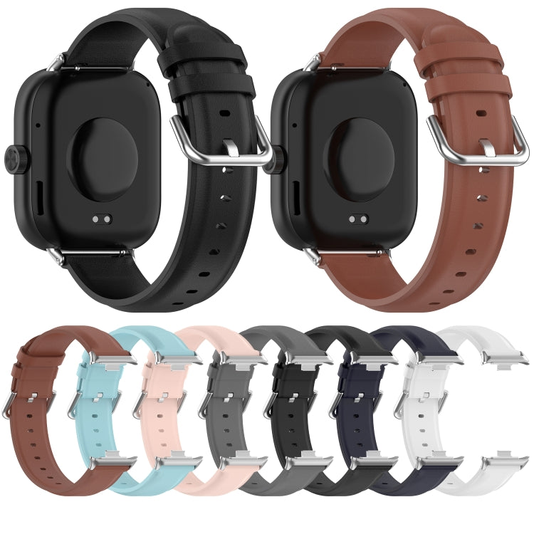 Round Tail Top Layer Leather Watch Band, For Redmi Watch 6 / Watch 5 / Watch 4, For Xiaomi Band 10 Pro / Band 9 Pro / Band 8 Pro