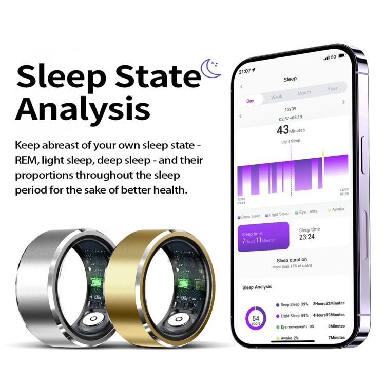 R5 SIZE 9 Smart Ring, Support Health Monitoring / Multiple Sports Modes