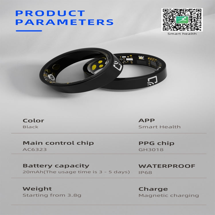 R20 SIZE 10 Smart Ring, Support Heart Rate / Blood Oxygen / Sleep Monitoring / Multiple Sports Modes