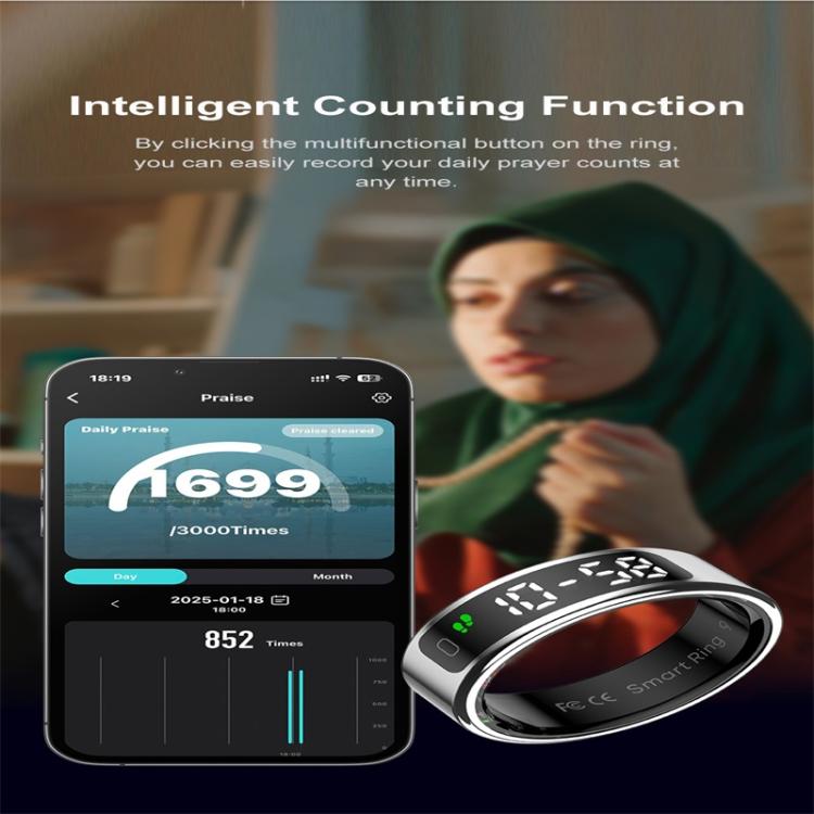 R11 SIZE 8 Smart Ring, Support Heart Rate / Blood Oxygen / Sleep / Multiple Sports Modes