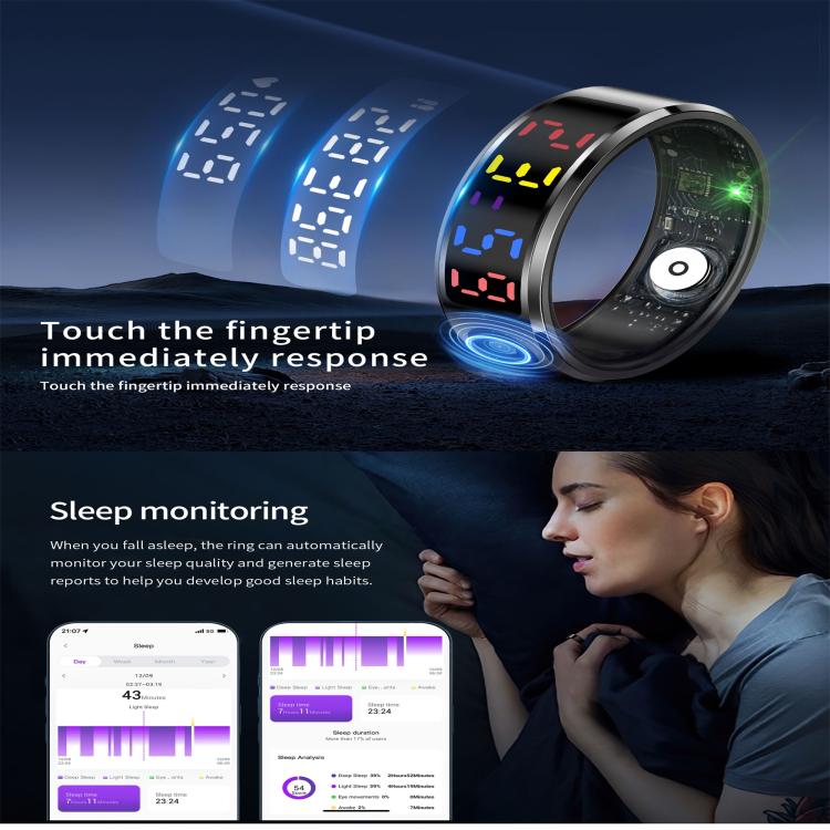 R12 SIZE 10 Smart Ring, Support Heart Rate / Blood Oxygen / Sleep / Multiple Sports Modes