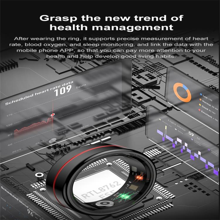 R04 SIZE 8 Smart Ring, Support Heart Rate / Blood Oxygen Monitoring / Sleep / Take Photos