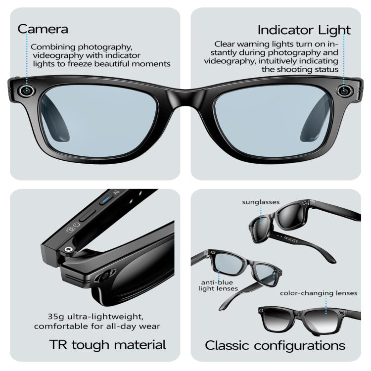 W610 Smart Glasses, Support AI Photo Recognition / AI Smart Translation / Bluetooth Call