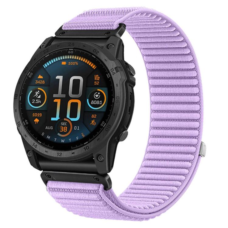 Woven Nylon Hook And Loop Fastener Metal Interface Watch Band, For Garmin 26mm, For Garmin 22mm, For Garmin 20mm