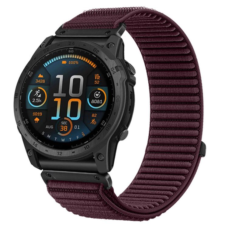 Woven Nylon Hook And Loop Fastener Metal Interface Watch Band, For Garmin 26mm, For Garmin 22mm, For Garmin 20mm