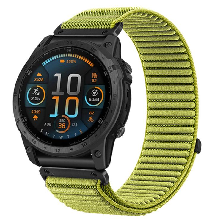 Woven Nylon Hook And Loop Fastener Metal Interface Watch Band, For Garmin 26mm, For Garmin 22mm, For Garmin 20mm