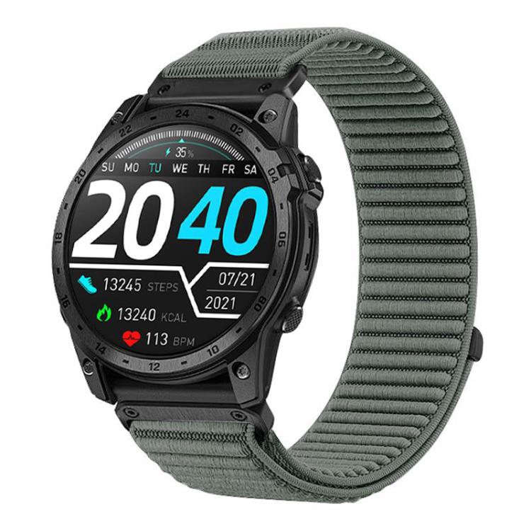 Woven Nylon Hook And Loop Fastener Metal Interface Watch Band, For Garmin 26mm, For Garmin 22mm, For Garmin 20mm