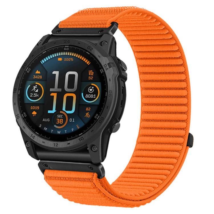 Woven Nylon Hook And Loop Fastener Metal Interface Watch Band, For Garmin 26mm, For Garmin 22mm, For Garmin 20mm