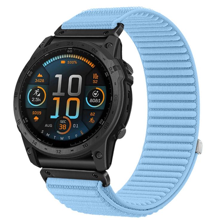 Woven Nylon Hook And Loop Fastener Metal Interface Watch Band, For Garmin 26mm, For Garmin 22mm, For Garmin 20mm