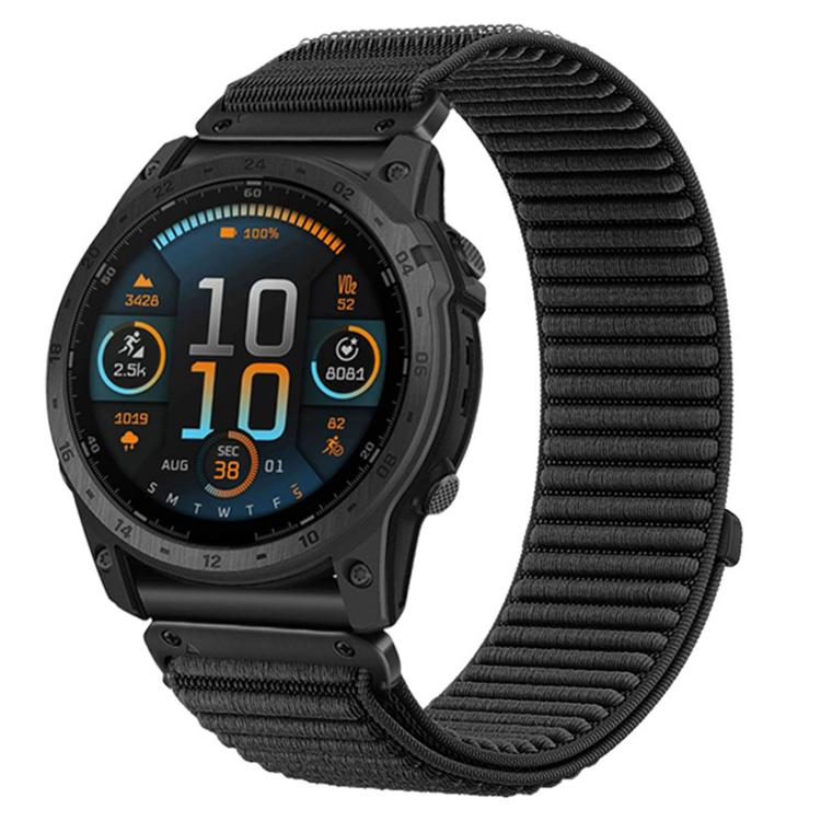 Woven Nylon Hook And Loop Fastener Metal Interface Watch Band, For Garmin 26mm, For Garmin 22mm, For Garmin 20mm
