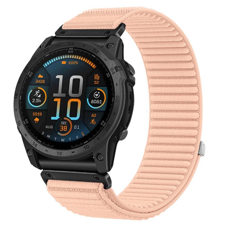 Woven Nylon Hook And Loop Fastener Metal Interface Watch Band, For Garmin 26mm, For Garmin 22mm, For Garmin 20mm