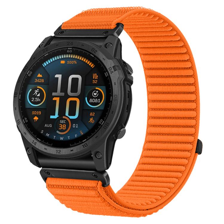 Woven Nylon Hook And Loop Fastener Metal Interface Watch Band, For Garmin 26mm, For Garmin 22mm, For Garmin 20mm