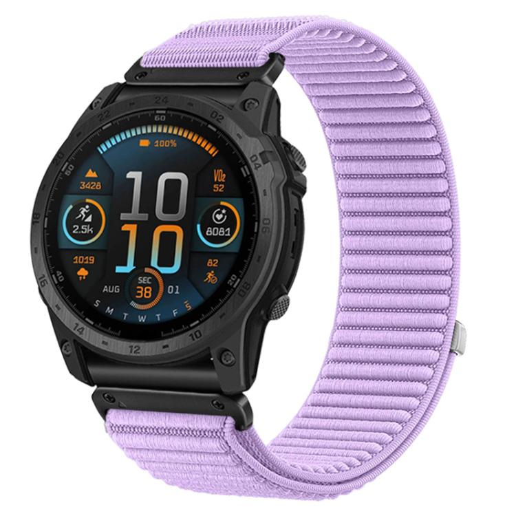 Woven Nylon Hook And Loop Fastener Metal Interface Watch Band, For Garmin 26mm, For Garmin 22mm, For Garmin 20mm