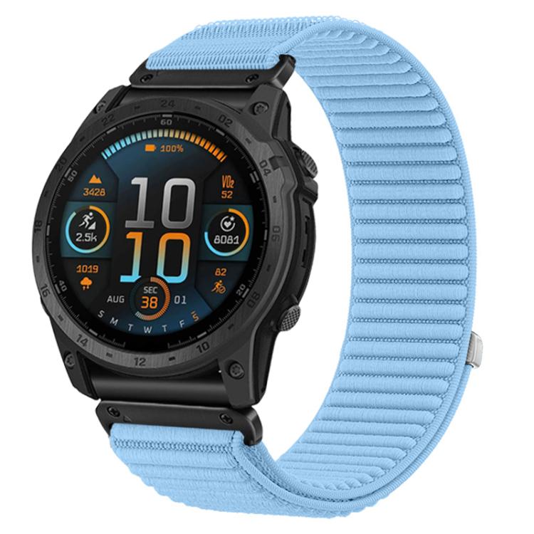 Woven Nylon Hook And Loop Fastener Metal Interface Watch Band, For Garmin 26mm, For Garmin 22mm, For Garmin 20mm