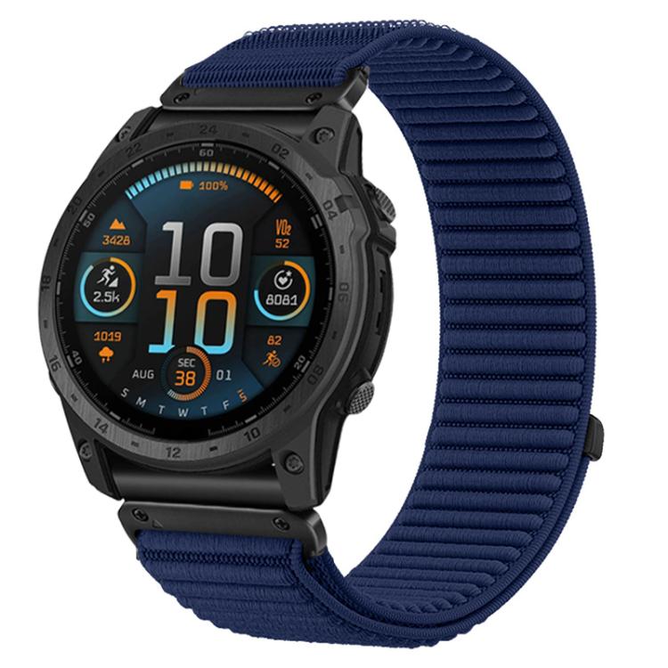 Woven Nylon Hook And Loop Fastener Metal Interface Watch Band, For Garmin 26mm, For Garmin 22mm, For Garmin 20mm