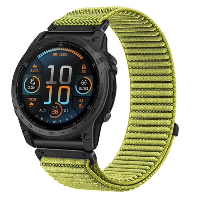 Woven Nylon Hook And Loop Fastener Metal Interface Watch Band, For Garmin 26mm, For Garmin 22mm, For Garmin 20mm