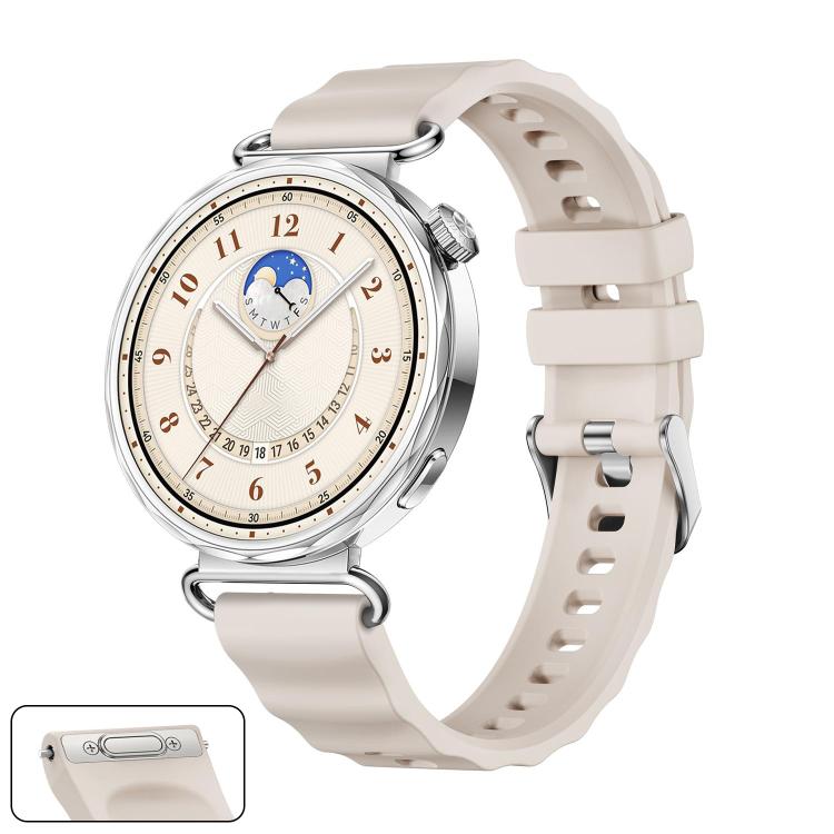 Press Button Quick Release Silver Buckle Solid Color Silicone Watch Band, For Huawei Watch GT 6 41mm