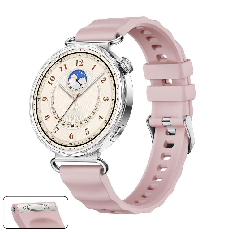 Press Button Quick Release Silver Buckle Solid Color Silicone Watch Band, For Huawei Watch GT 6 41mm