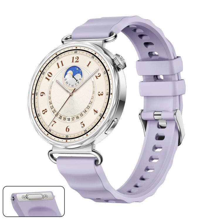 Press Button Quick Release Silver Buckle Solid Color Silicone Watch Band, For Huawei Watch GT 6 41mm