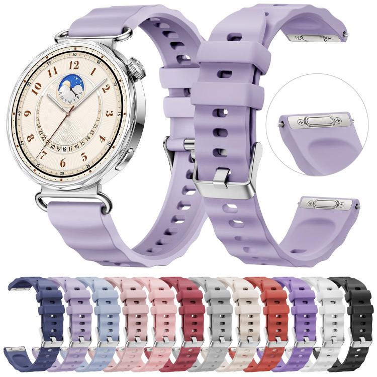Press Button Quick Release Silver Buckle Solid Color Silicone Watch Band, For Huawei Watch GT 6 41mm